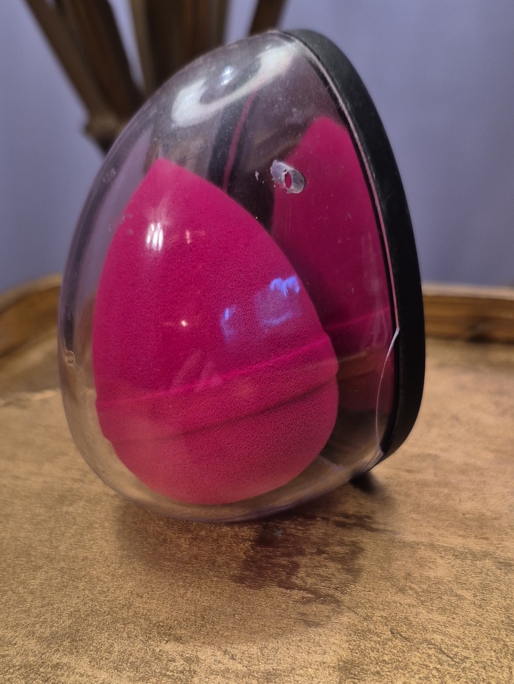 New Hot Pink Makeup Sponge in Clear Egg Case